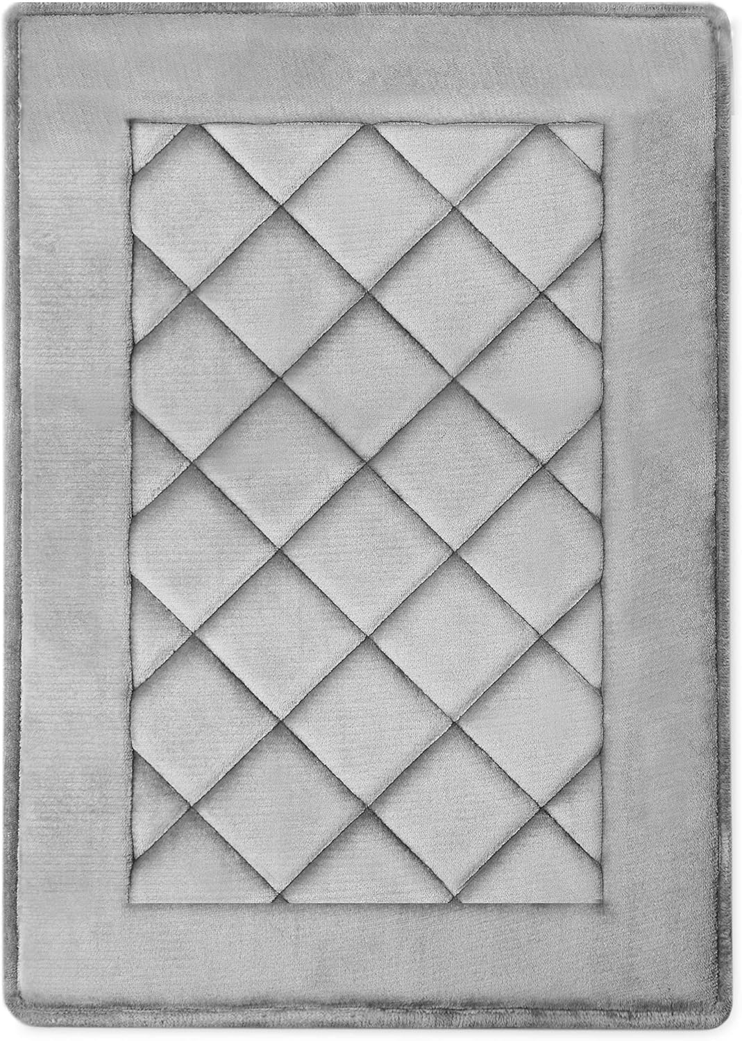 MICRODRY SoftLux Diamond Embroidered Bath Mat 17x24 Silver