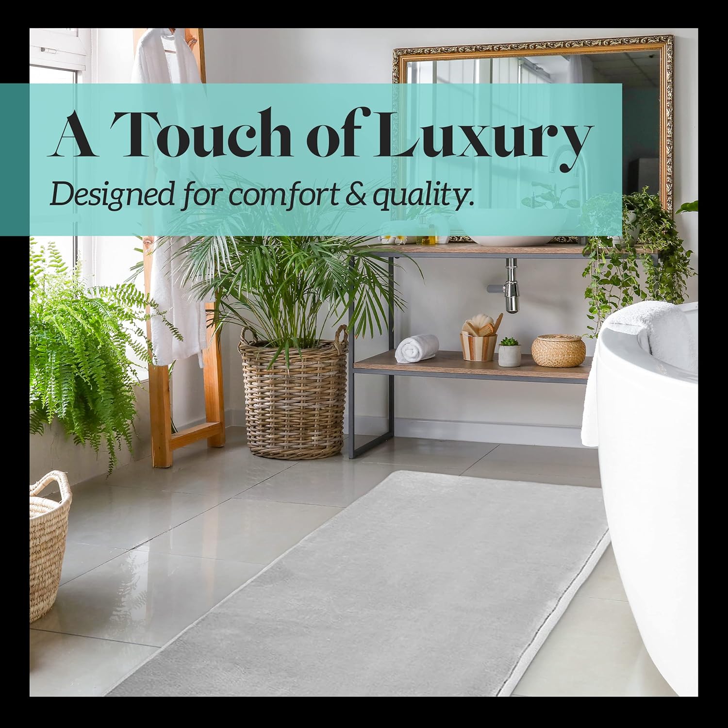 Genteele Non Slip Bath Mat - Quick Dry Memory Foam 17x24