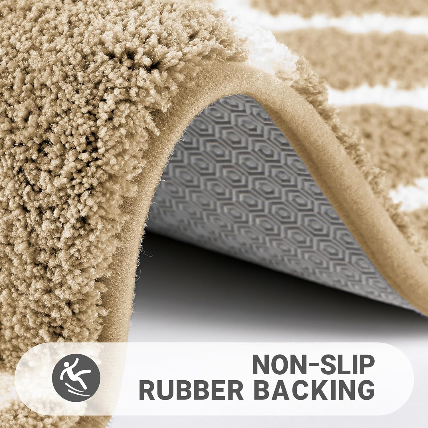 Yimobra Luxury Plush Bath Rug 47x24 Inch Beige