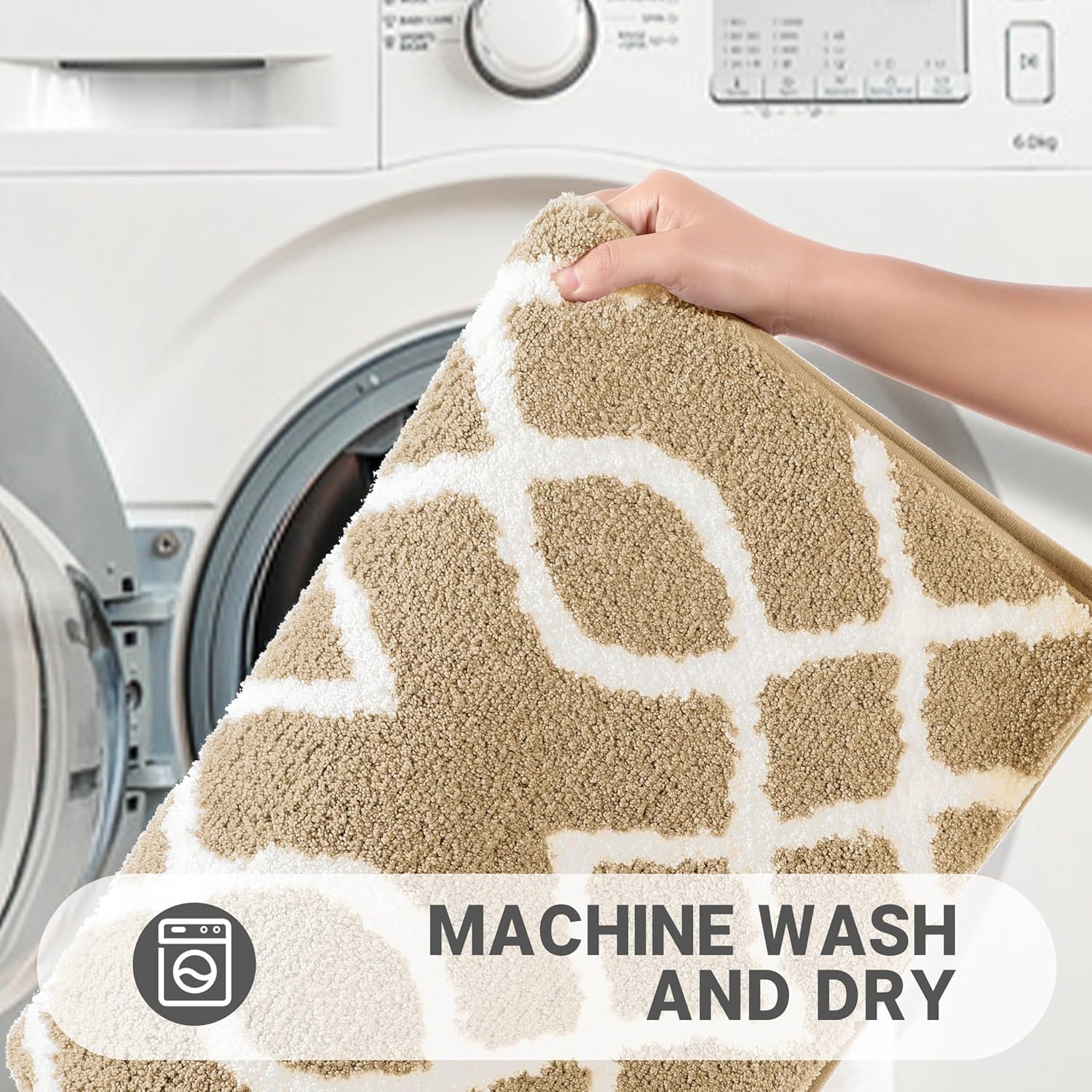 Yimobra Luxury Plush Bath Rug 47x24 Inch Beige